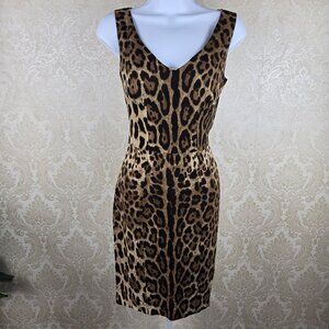 Dolce & Gabbana Size 40 (US 4) Leopard Print Bodycon Sheath Dress Sleeveless